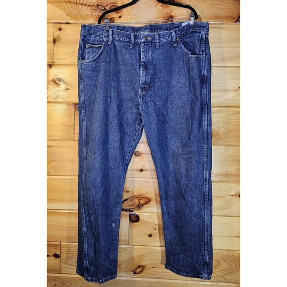 Wrangler Regular Fit Heavy Mens 44X32 Mid Rise Straight Blue Jeans - Picture 1 of 8